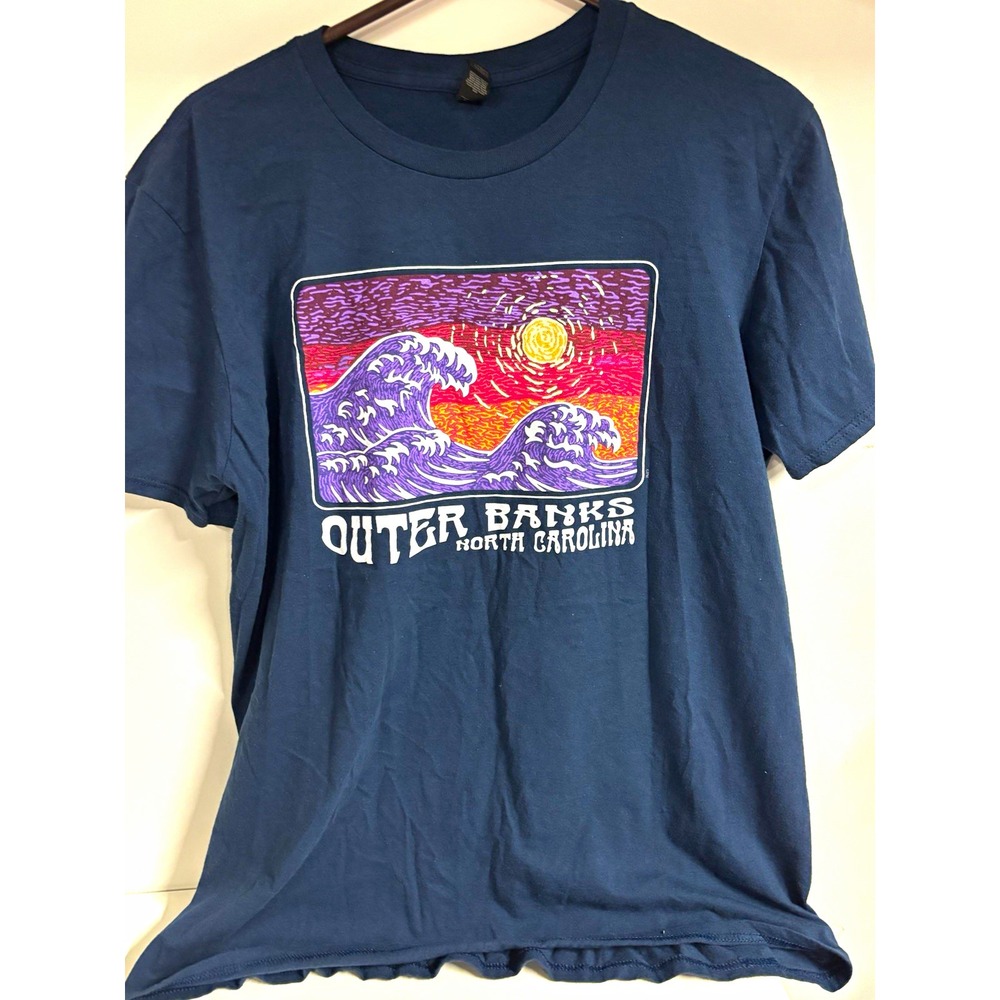 Outer Banks L Blue Crew Neck North Carolina Graphic Print T-Shirt